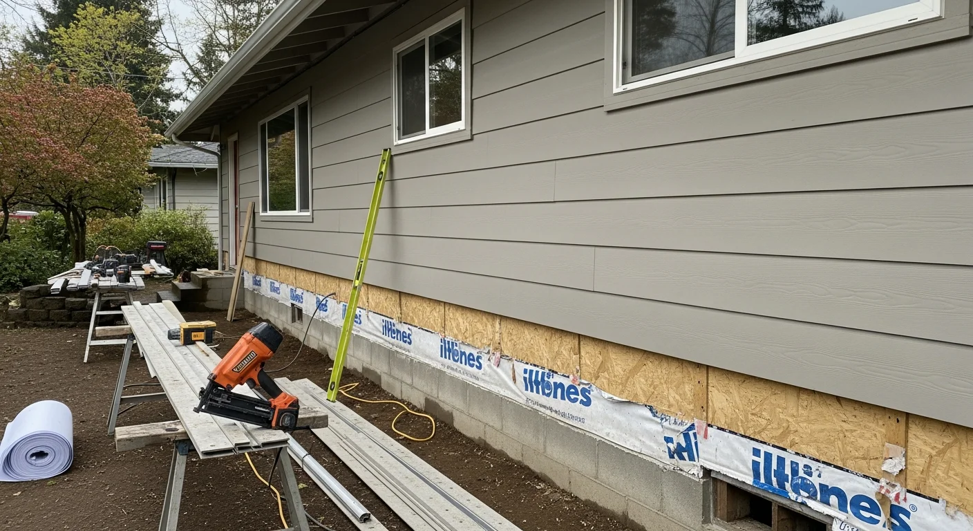 Freshly installed moisture-resistant siding on a single-family home in Salem, Oregon, with clean trim lines and no visible gaps at the base. The exterior shows a complete panel installation on a residential property typical of the Willamette Valley.